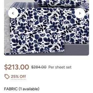 PAIR (2) Blue white SPOONFLOWER USA PATTERN 100% COTTON EURO SHAMS - NWOT